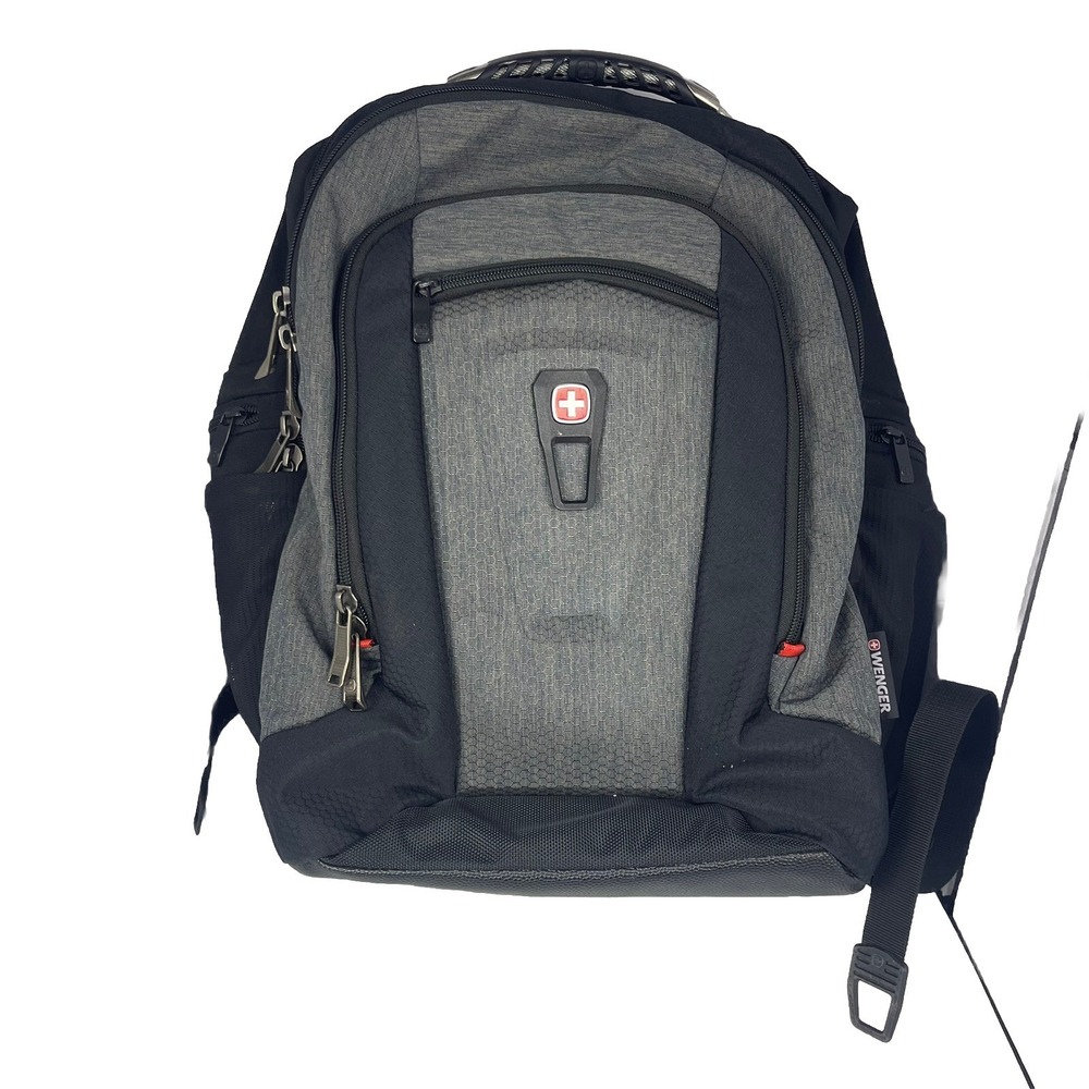 Wenger SwissGear Gray‎ Black Laptop Backpack Travel School Work Bag